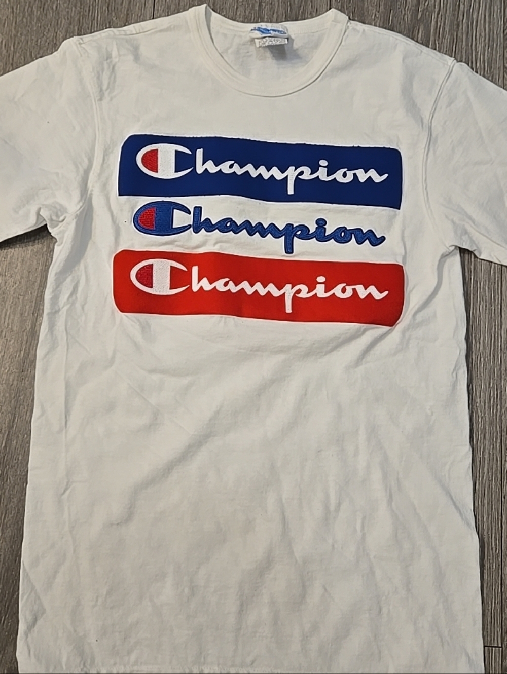 Vintage 1970s Champion Graphic Tee Sewn Logos, Retro Sportswear